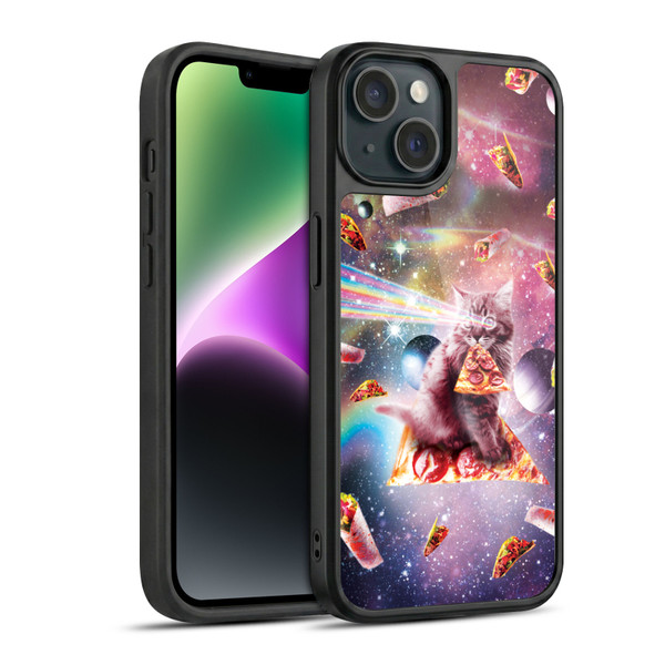 Random Galaxy Space Pizza Ride Outer Space Lazer Cat Gel Armour Case For Apple iPhone 14