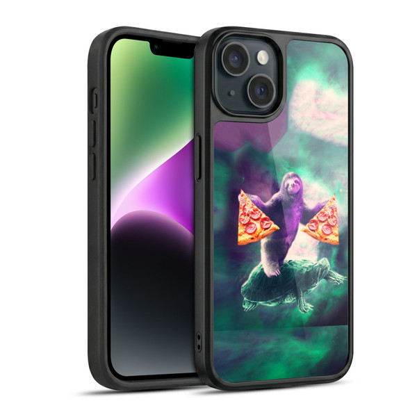 Random Galaxy Space Pizza Ride Sloth Riding Turtle Gel Armour Case For Apple iPhone 14