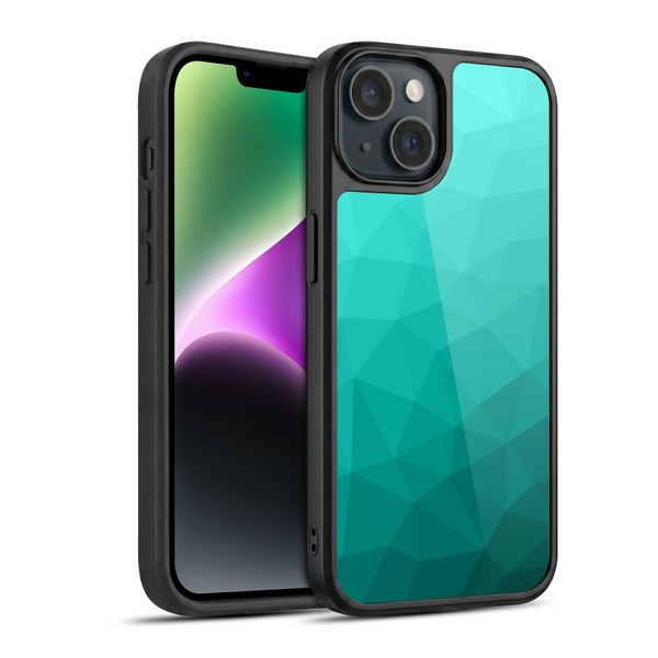 PLdesign Geometric Patterns Turquoise Gradient Mesh Gel Armour Case For Apple iPhone 14