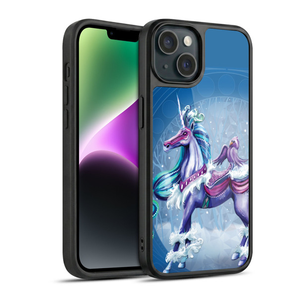 Rose Khan Unicorns Winter Blue Gel Armour Case For Apple iPhone 14