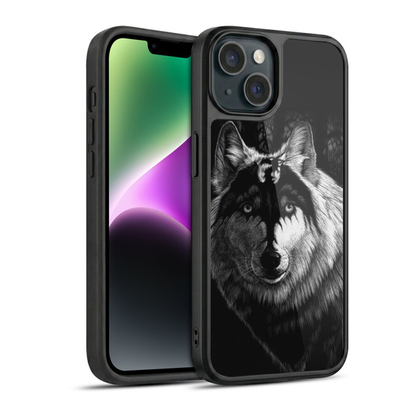 Stanley Morrison Black And White Gray Wolf With Dragon Marking Gel Armour Case For Apple iPhone 14