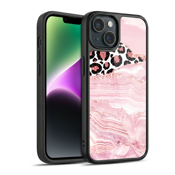 UtArt Wild Cat Marble Pink Glitter Gel Armour Case For Apple iPhone 14