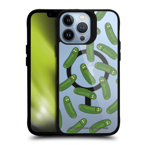 Rick And Morty Character Art Pickle Pattern BLACK SHOCKPROOF BUMPER CASE COMPATIBLE WITH Apple iPhone 13 Pro Max & MAGSAFE