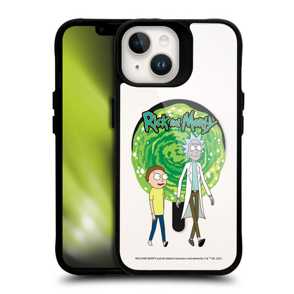 Rick And Morty Character Art Portal BLACK SHOCKPROOF BUMPER CASE COMPATIBLE WITH Apple iPhone 14 & MAGSAFE