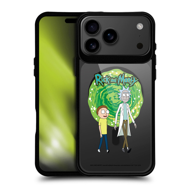 Rick And Morty Character Art Portal BLACK SHOCKPROOF BUMPER CASE COMPATIBLE WITH Apple iPhone 17 Pro Max & MAGSAFE