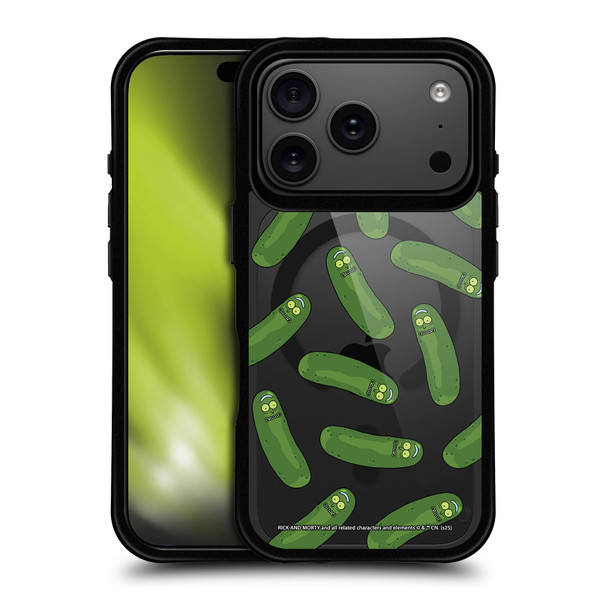Rick And Morty Character Art Pickle Pattern BLACK SHOCKPROOF BUMPER CASE COMPATIBLE WITH Apple iPhone 17 Pro & MAGSAFE