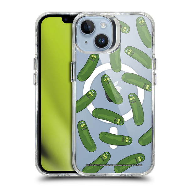 Rick And Morty Character Art Pickle Pattern SHOCKPROOF BUMPER CASE COMPATIBLE WITH Apple iPhone 14 & MAGSAFE