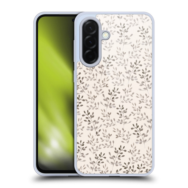 Anis Illustration Mix Pattern Tiny Leaves Beige Soft Gel Case for Samsung Galaxy A36 5G
