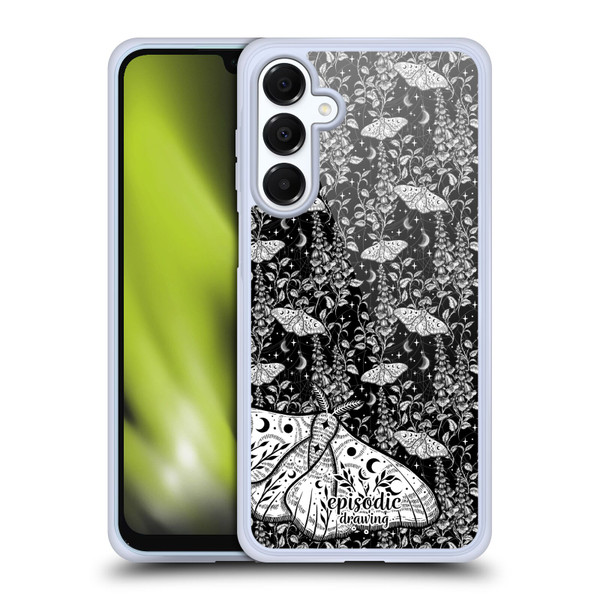 Episodic Drawing Moth Patterns White Soft Gel Case for Samsung Galaxy A16 5G & MagSafe