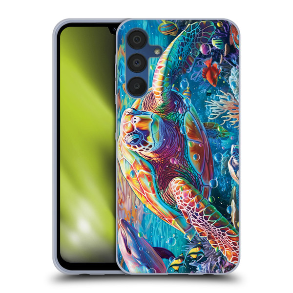 Michael David Ward Psychedelic Art Turtle Magic Soft Gel Case for Samsung Galaxy A15 & MagSafe