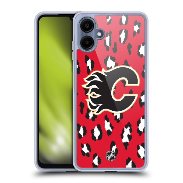 NHL Calgary Flames Leopard Pattern Soft Gel Case for Samsung Galaxy A06 4G / 5G