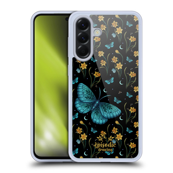 Episodic Drawing Moth Patterns Daffodil Flowers Soft Gel Case for Samsung Galaxy A56 5G