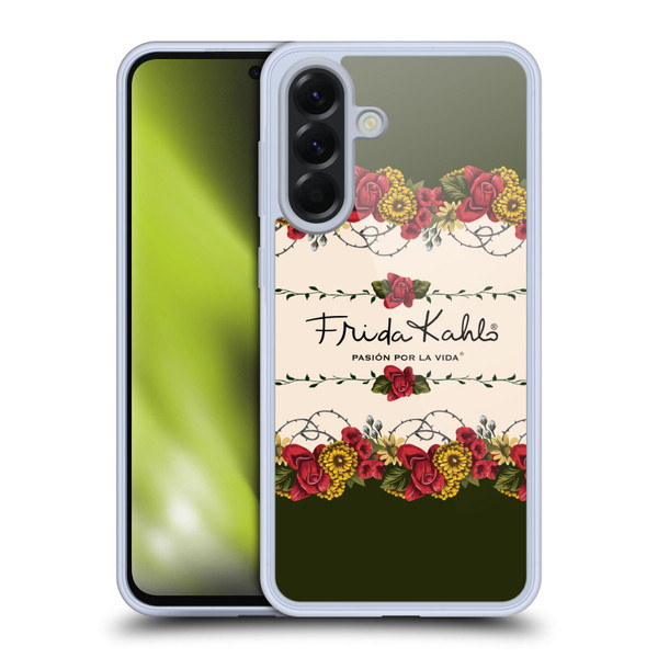 Frida Kahlo Red Florals Border Soft Gel Case for Samsung Galaxy A56 5G