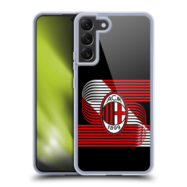 AC Milan Crest Patterns Diagonal Soft Gel Case for Samsung Galaxy S22+ 5G & MagSafe