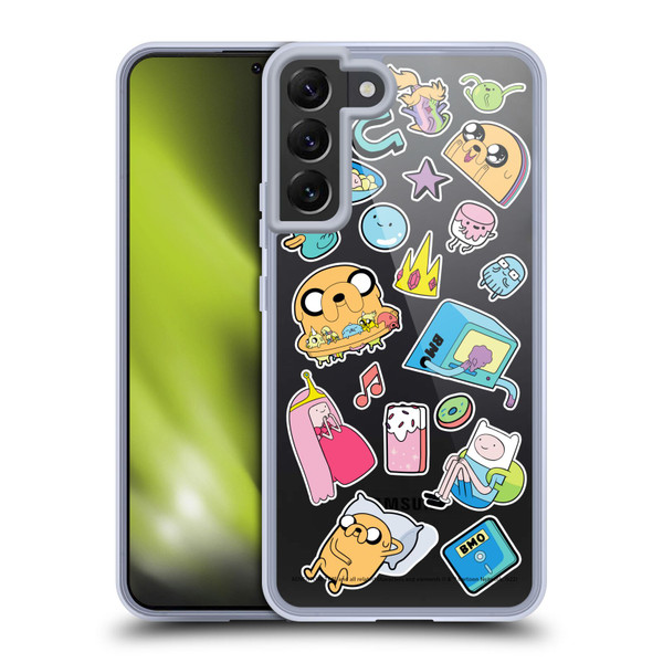 Adventure Time Graphics Icons Soft Gel Case for Samsung Galaxy S22+ 5G & MagSafe