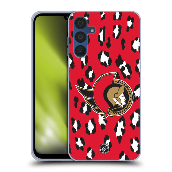 NHL Ottawa Senators Leopard Pattern Soft Gel Case for Samsung Galaxy A15 & MagSafe