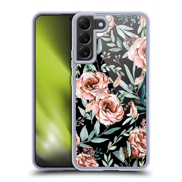 Anis Illustration Bloomers Black Soft Gel Case for Samsung Galaxy S22+ 5G & MagSafe