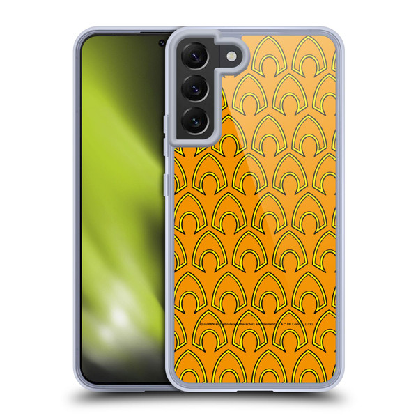 Aquaman DC Comics Logo Pattern Soft Gel Case for Samsung Galaxy S22+ 5G & MagSafe