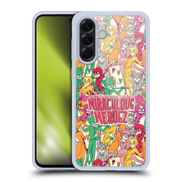 Miraculous Ladybug Sketches Heroes Pattern Soft Gel Case for Samsung Galaxy A56 5G