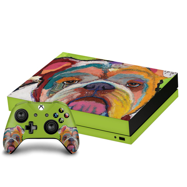 Michel Keck Art Mix Bulldog Vinyl Sticker Skin Decal Cover for Microsoft Xbox One X Bundle