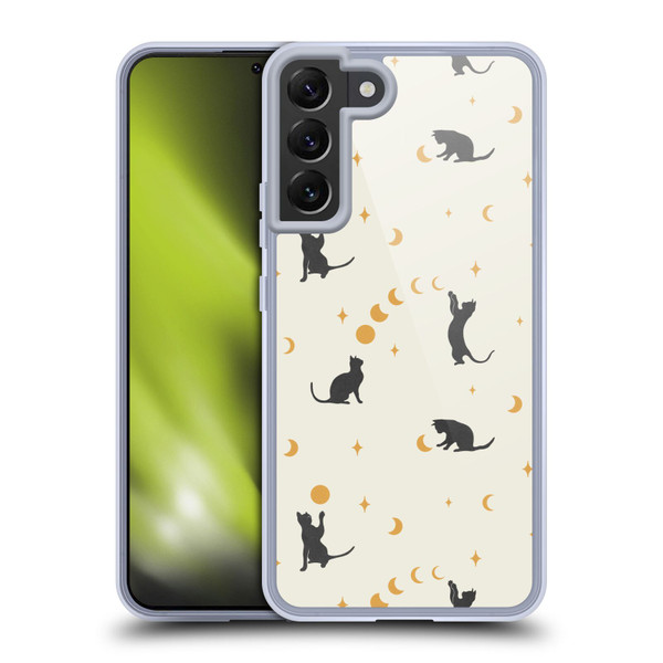Episodic Drawing Pattern Cat And Moon Soft Gel Case for Samsung Galaxy S22+ 5G & MagSafe
