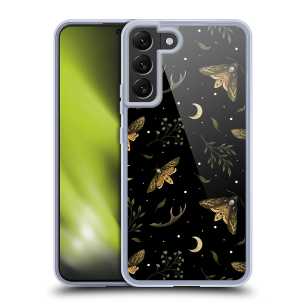 Episodic Drawing Pattern Death Head Moth Soft Gel Case for Samsung Galaxy S22+ 5G & MagSafe