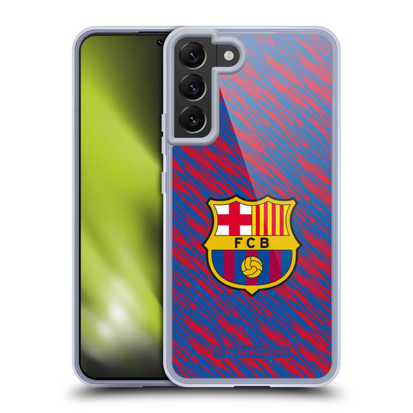 FC Barcelona Crest Patterns Glitch Soft Gel Case for Samsung Galaxy S22+ 5G & MagSafe