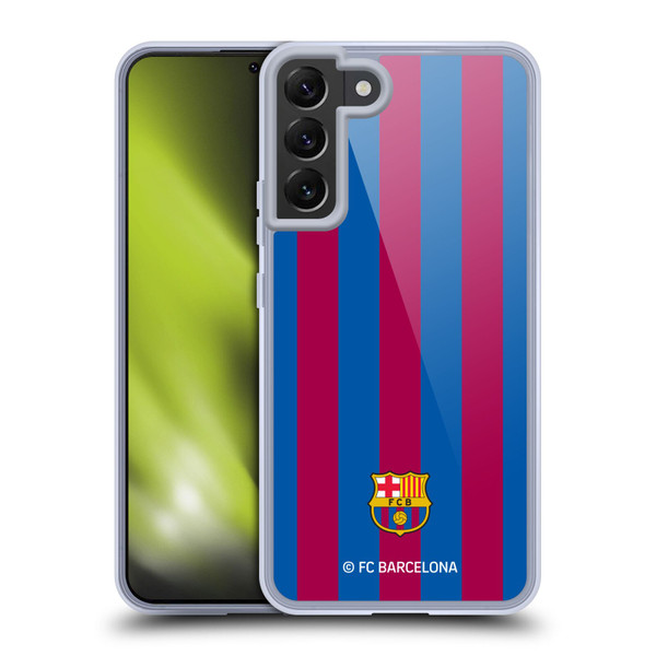 FC Barcelona Crest Stripes Soft Gel Case for Samsung Galaxy S22+ 5G & MagSafe