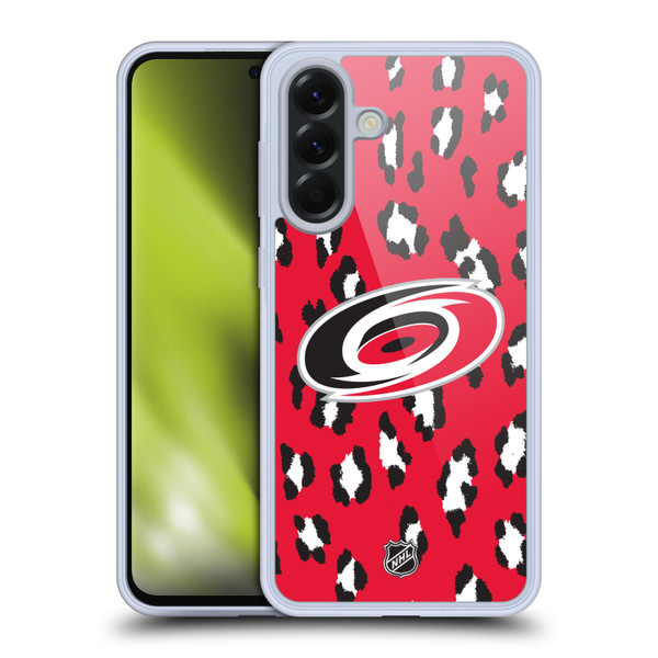 NHL Carolina Hurricanes Leopard Pattern Soft Gel Case for Samsung Galaxy A56 5G