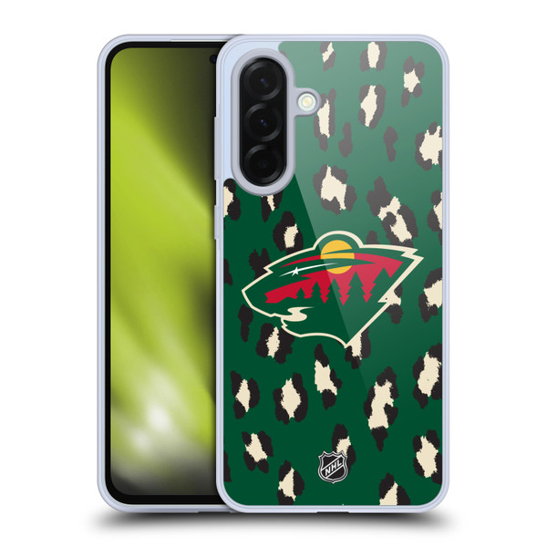 NHL Minnesota Wild Leopard Pattern Soft Gel Case for Samsung Galaxy A36 5G