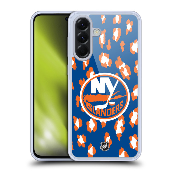 NHL New York Islanders Leopard Pattern Soft Gel Case for Samsung Galaxy A56 5G