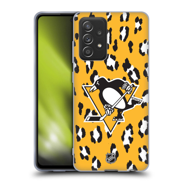 NHL Pittsburgh Penguins Leopard Pattern Soft Gel Case for Samsung Galaxy A52 / A52s / 5G (2021)
