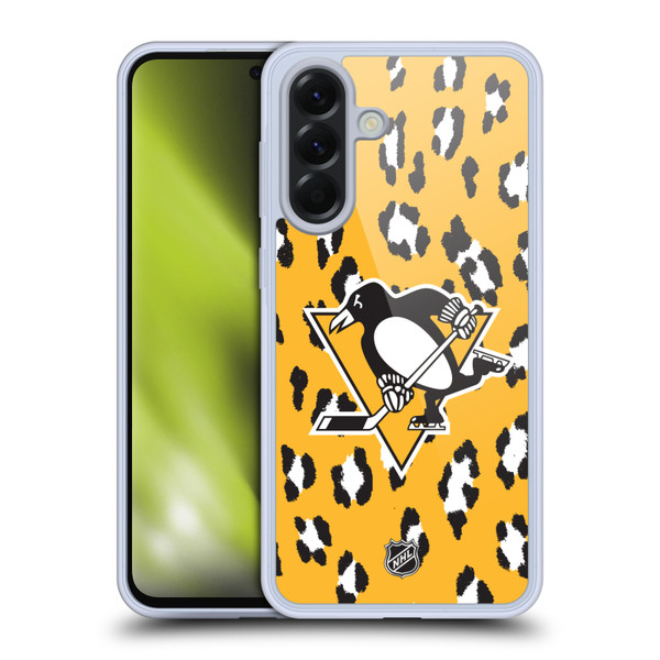 NHL Pittsburgh Penguins Leopard Pattern Soft Gel Case for Samsung Galaxy A56 5G