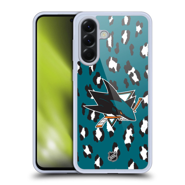 NHL San Jose Sharks Leopard Pattern Soft Gel Case for Samsung Galaxy A56 5G