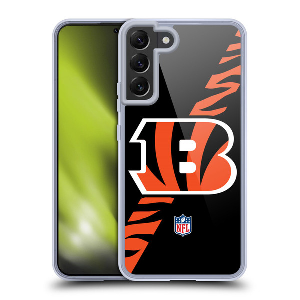 NFL Cincinnati Bengals Logo Stripes Soft Gel Case for Samsung Galaxy S22+ 5G & MagSafe