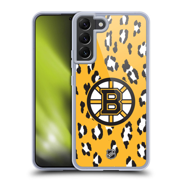 NHL Boston Bruins Leopard Pattern Soft Gel Case for Samsung Galaxy S22+ 5G & MagSafe