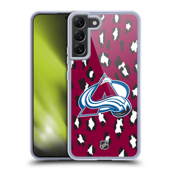 NHL Colorado Avalanche Leopard Pattern Soft Gel Case for Samsung Galaxy S22+ 5G & MagSafe