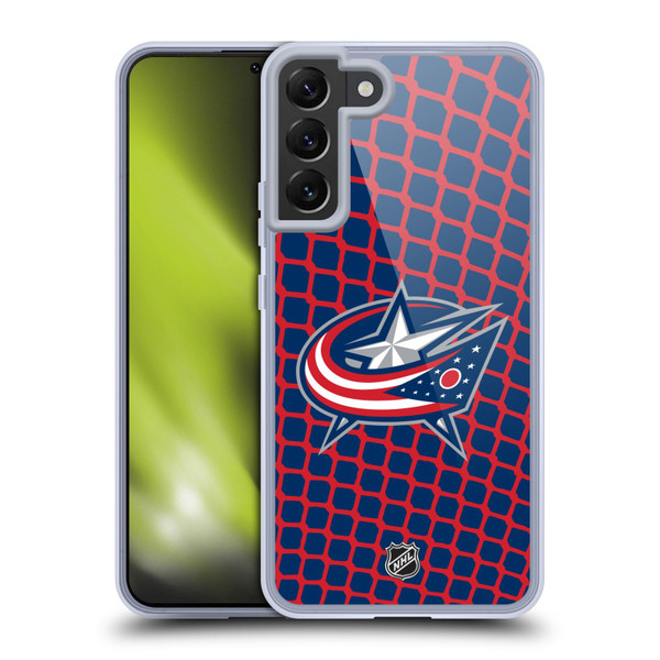 NHL Columbus Blue Jackets Net Pattern Soft Gel Case for Samsung Galaxy S22+ 5G & MagSafe