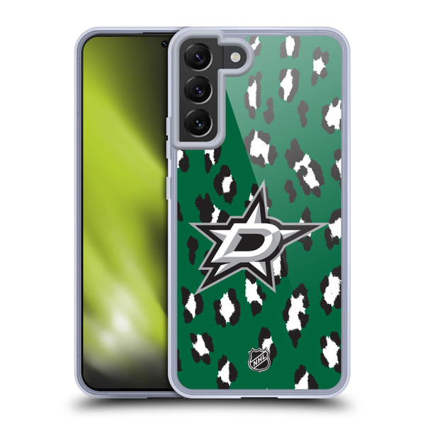 NHL Dallas Stars Leopard Pattern Soft Gel Case for Samsung Galaxy S22+ 5G & MagSafe