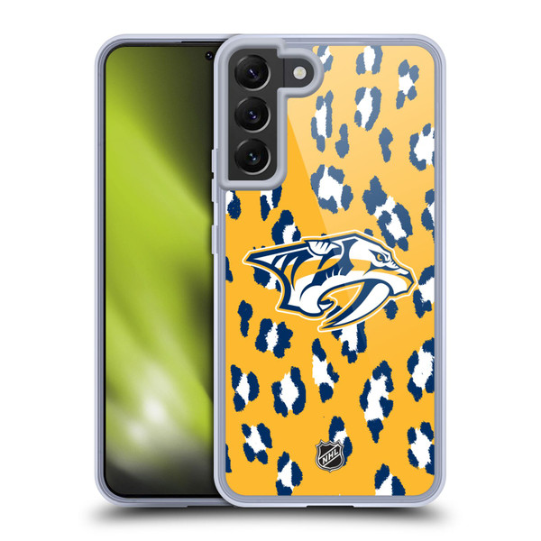 NHL Nashville Predators Leopard Pattern Soft Gel Case for Samsung Galaxy S22+ 5G & MagSafe