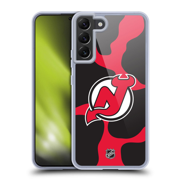 NHL New Jersey Devils Cow Pattern Soft Gel Case for Samsung Galaxy S22+ 5G & MagSafe