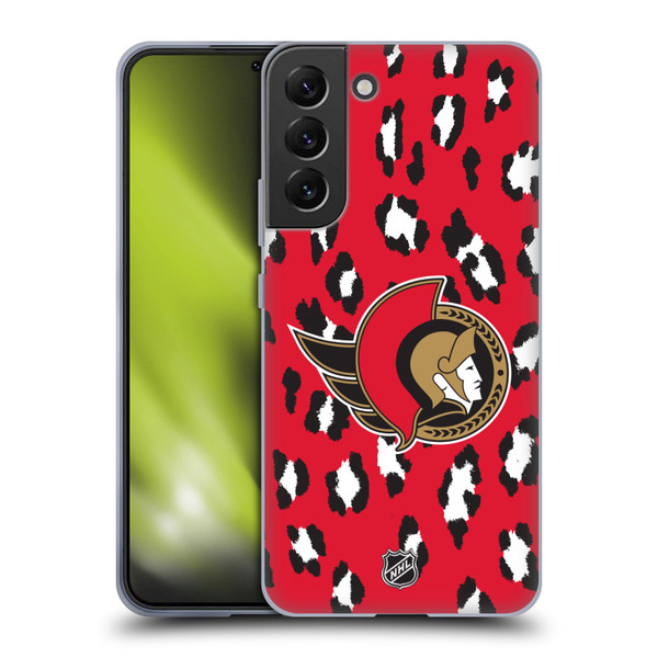 NHL Ottawa Senators Leopard Pattern Soft Gel Case for Samsung Galaxy S22+ 5G & MagSafe