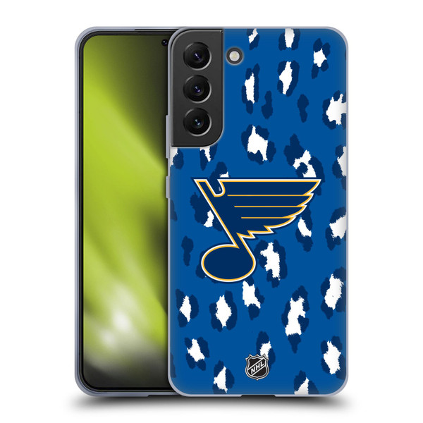 NHL St Louis Blues Leopard Pattern Soft Gel Case for Samsung Galaxy S22+ 5G & MagSafe