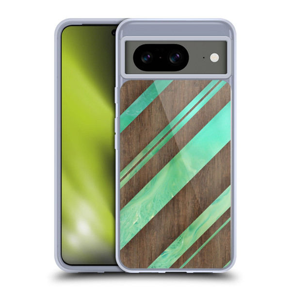 Alyn Spiller Wood & Resin Diagonal Stripes Soft Gel Case for Google Pixel 8