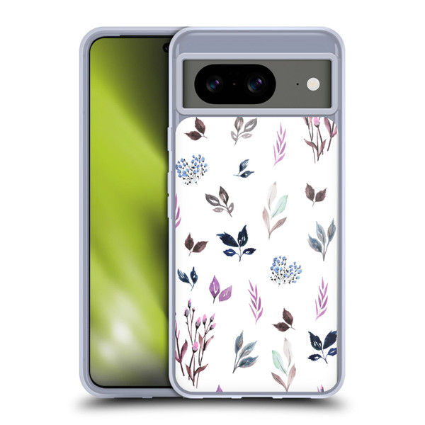 Anis Illustration Floral And Leaves Tiny Leaves Pattern Blue Soft Gel Case for Google Pixel 8