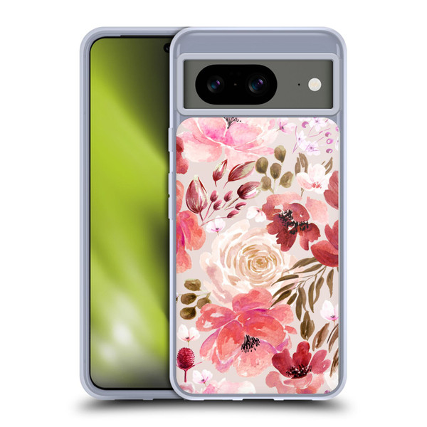 Anis Illustration Floral Pattern Light Red Soft Gel Case for Google Pixel 8