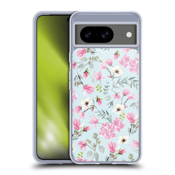 Anis Illustration Graphics Romantic Pattern Light Blue Soft Gel Case for Google Pixel 8