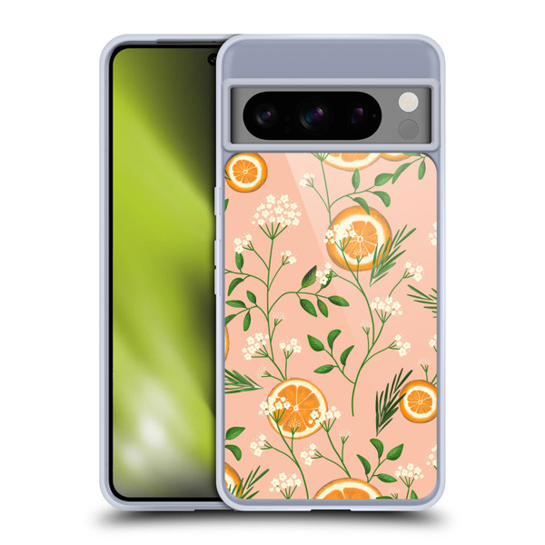 Anis Illustration Graphics Elderflower Orange Pastel Soft Gel Case for Google Pixel 8 Pro