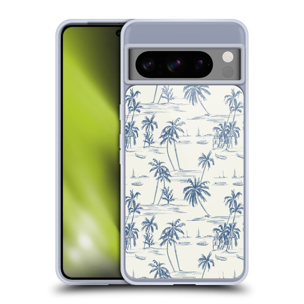 Anis Illustration Mix Pattern Blue Beach Bold Soft Gel Case for Google Pixel 8 Pro