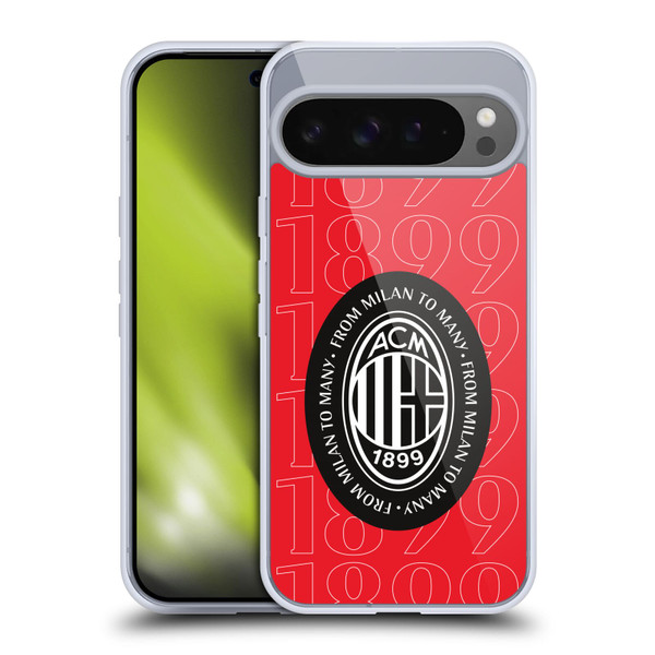 AC Milan Art 1899 Black Logo Soft Gel Case for Google Pixel 9 Pro XL